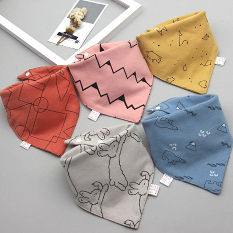 5Pcs/Set Triangle Double Cotton Bandana Bibs