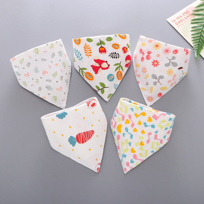 5Pcs/Set Triangle Double Cotton Bandana Bibs