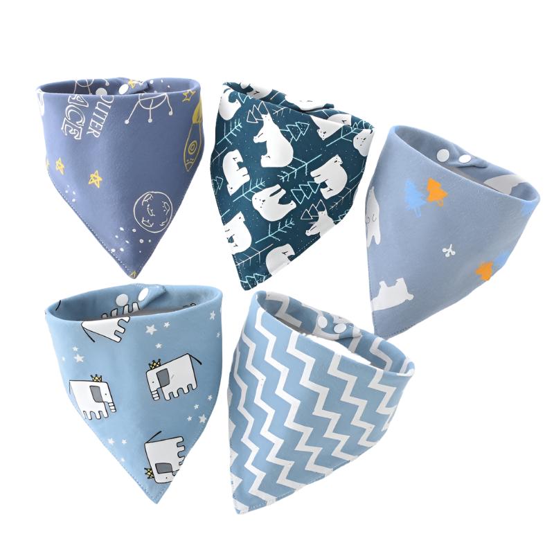 5Pcs/Set Triangle Double Cotton Bandana Bibs