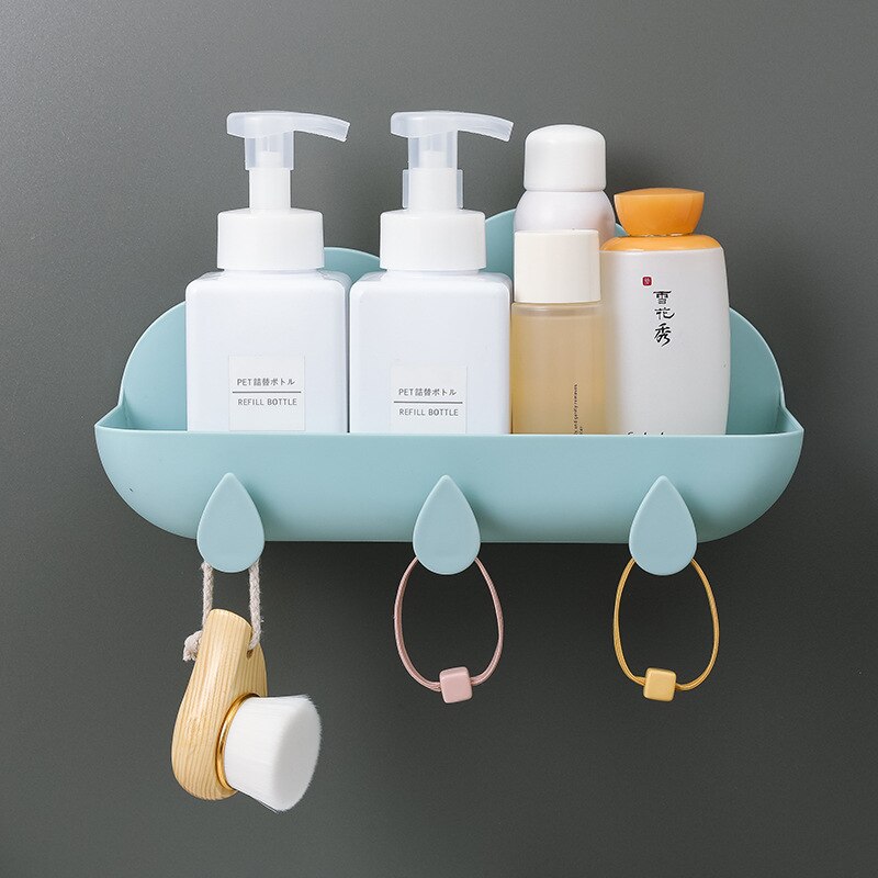 Wall Mounted Cloud-Shaped Shelf, Bathroom Soap Towel Storage Rack Free Punch