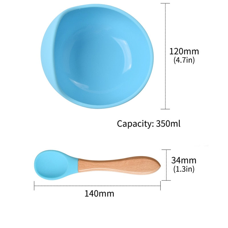 2PCS/Set Silicone Baby Feeding Bowl