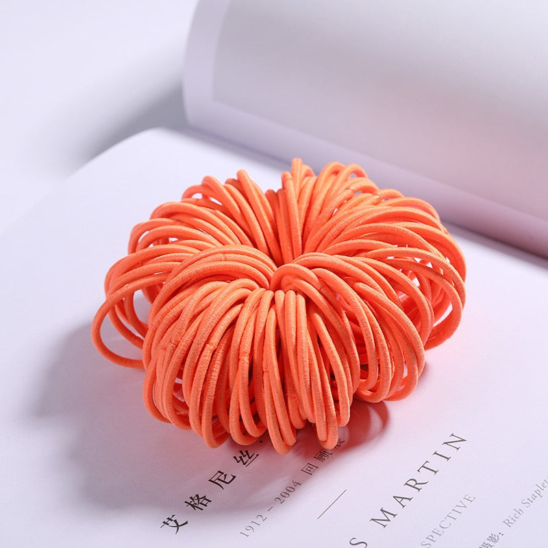 100PCS/Set Colorful Elastic Hair Bands and Pigtails Hair Tie