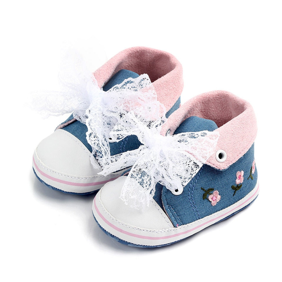 Floral Embroidered Soft First Walker Shoes