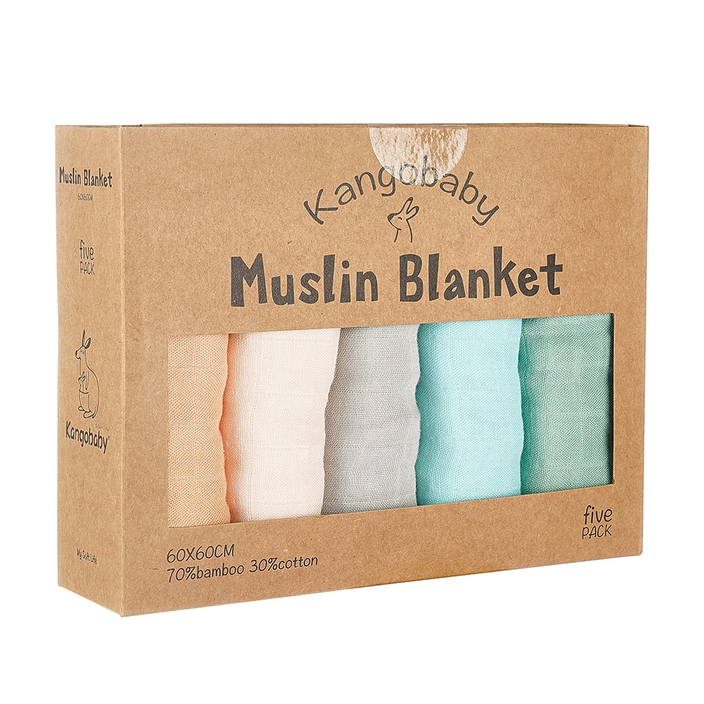 5 Pcs Pack Multi-Functional Bamboo Cotton Muslin Blanket