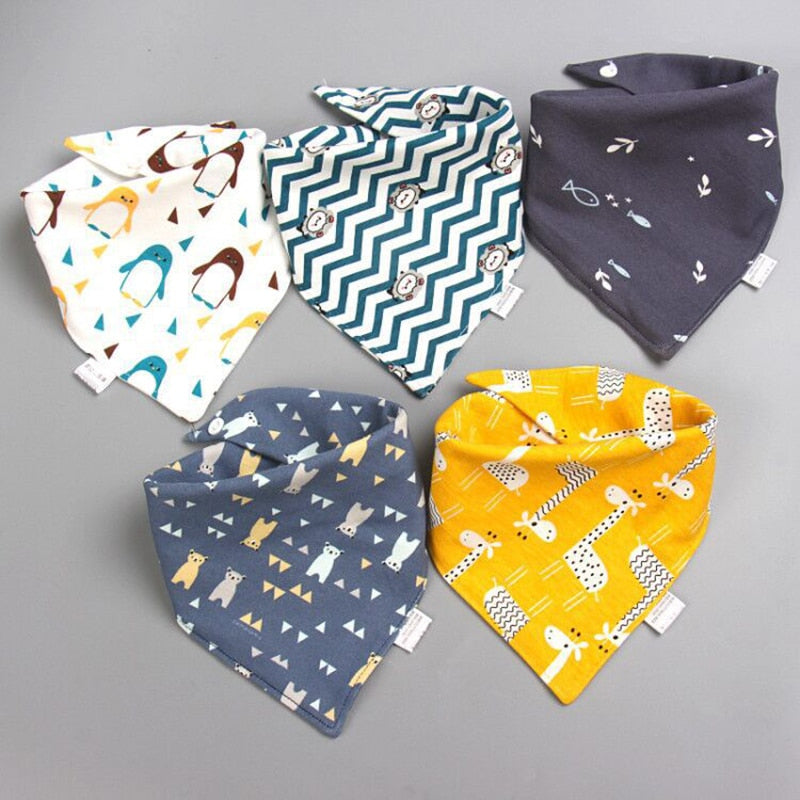 5Pcs/Set Triangle Double Cotton Bandana Bibs