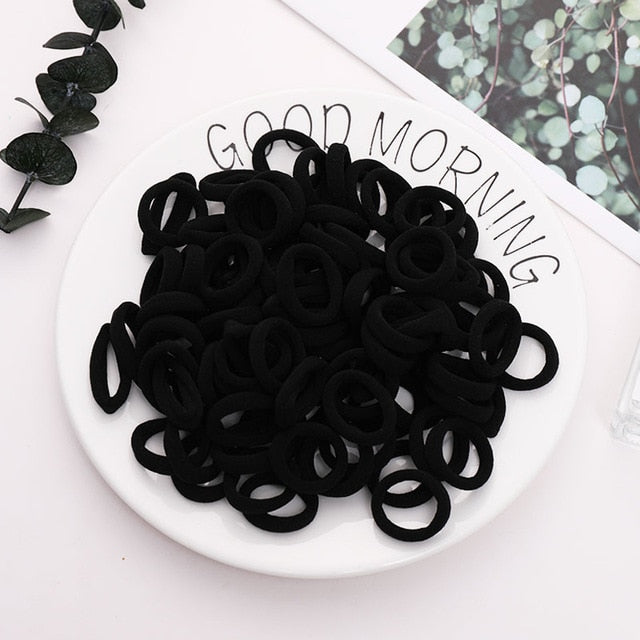 100PCS/Set Colorful Elastic Hair Bands and Pigtails Hair Tie