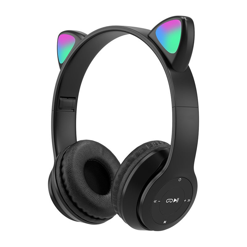 Wireless Headphones RGB Cat Ears Headset With Microphone Noise Cancelling