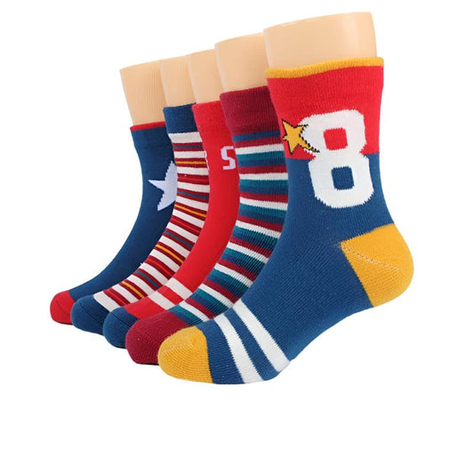 5 Pairs %100 Cotton Socks 1-12Y