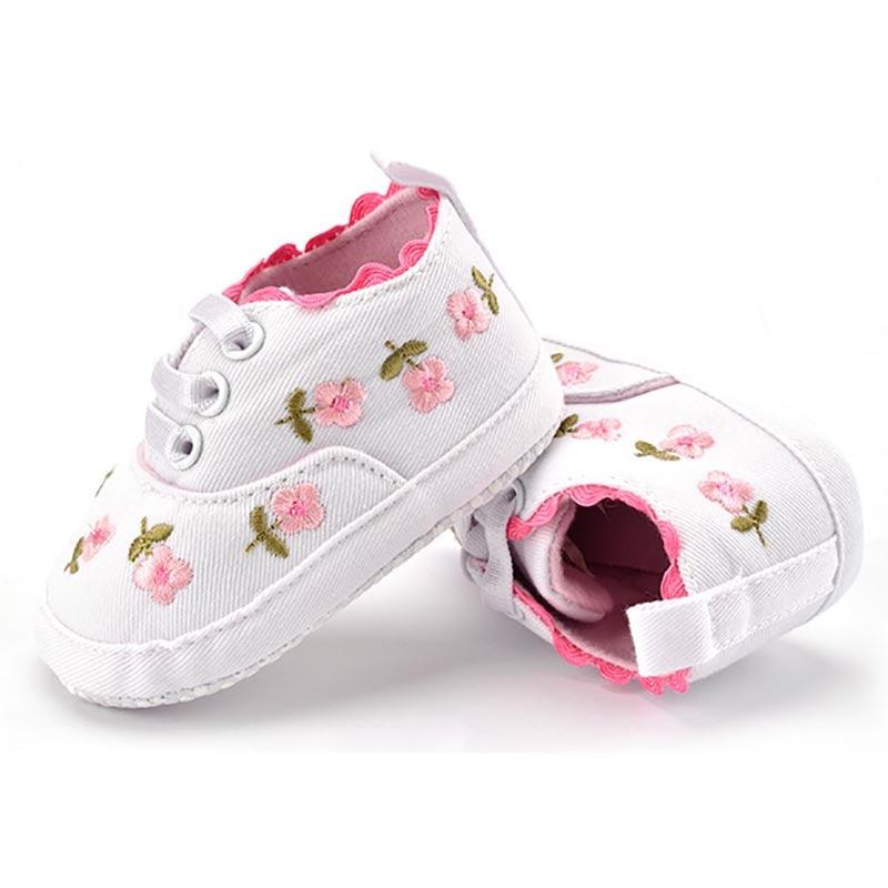 Floral Embroidered Soft First Walker Shoes