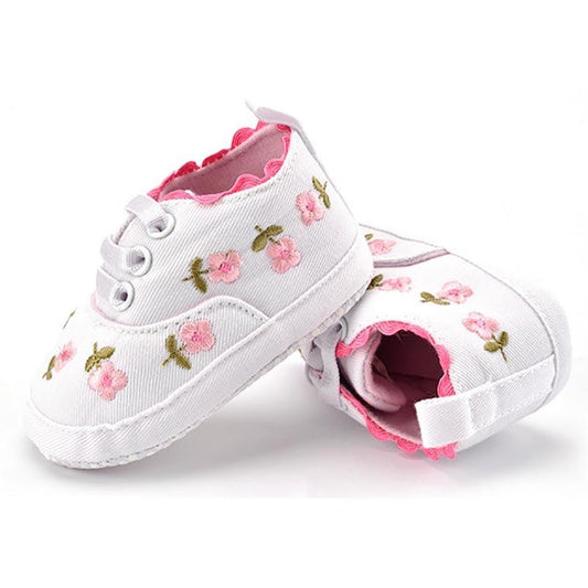 Floral Embroidered Soft First Walker Shoes