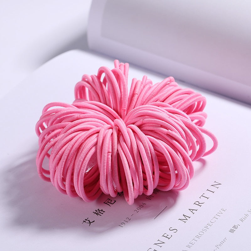 100PCS/Set Colorful Elastic Hair Bands and Pigtails Hair Tie