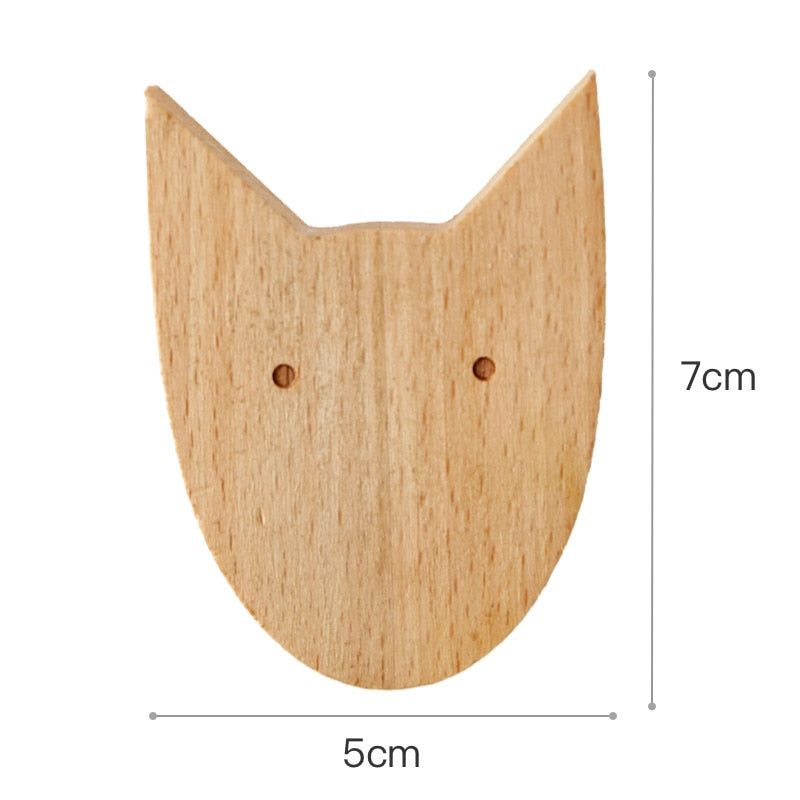 1pcs Wooden Animal Hooks Cute Room Decor