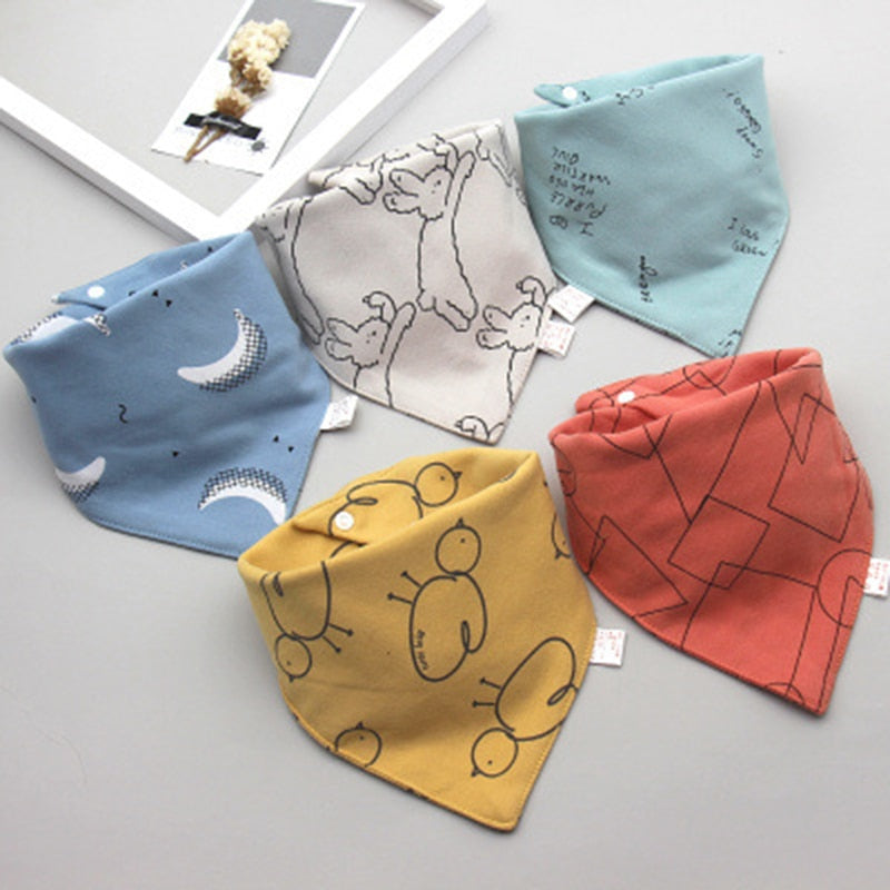 5Pcs/Set Triangle Double Cotton Bandana Bibs