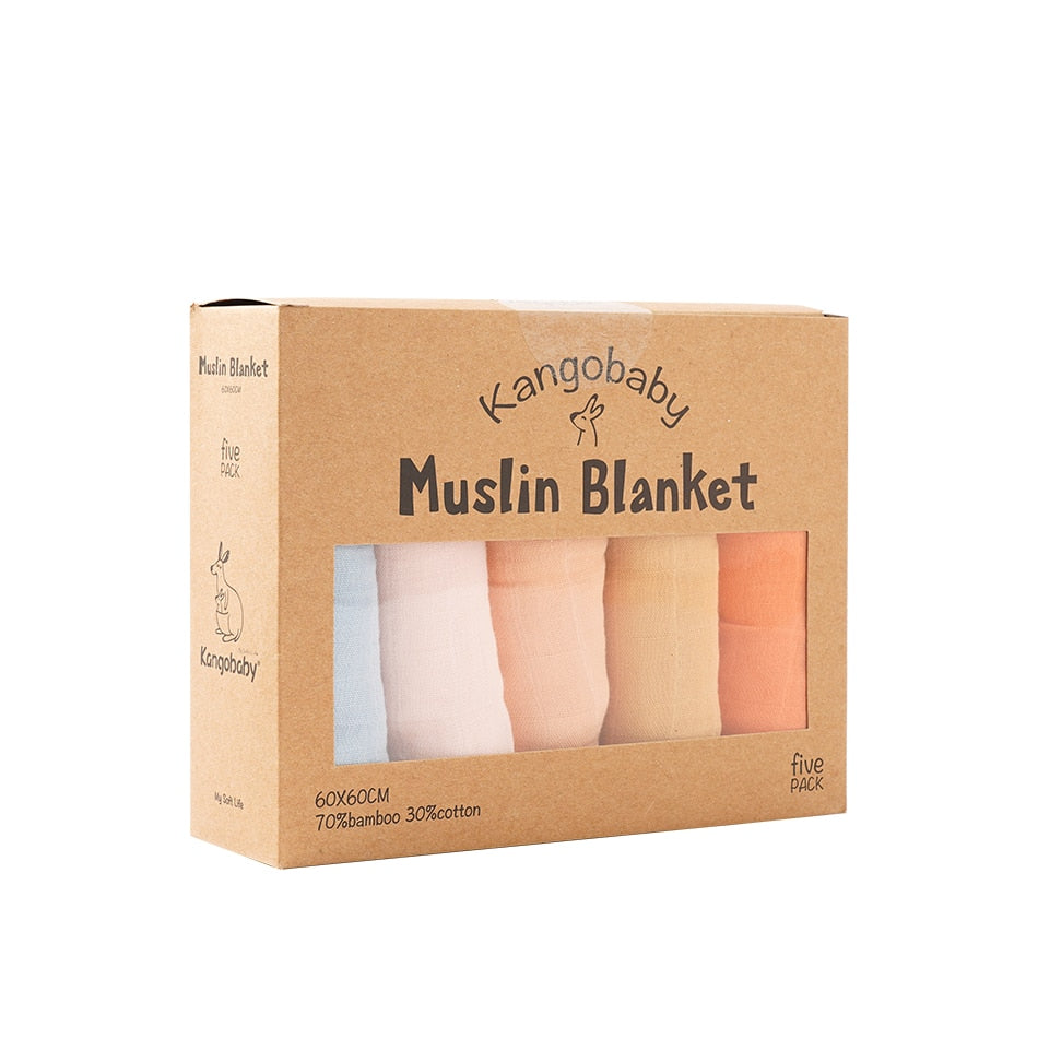 5 Pcs Pack Multi-Functional Bamboo Cotton Muslin Blanket