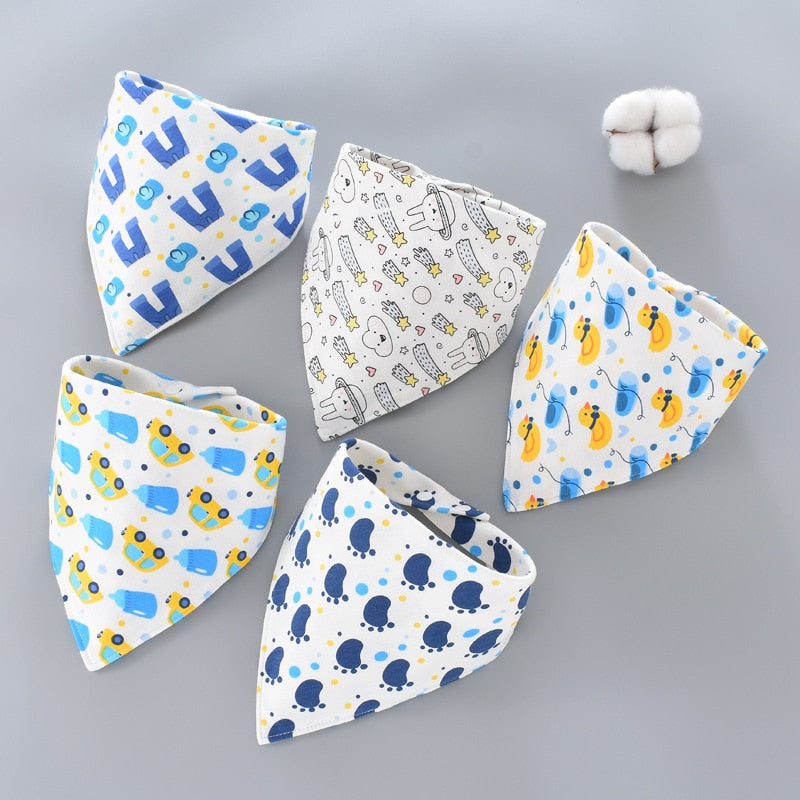 5Pcs/Set Triangle Double Cotton Bandana Bibs