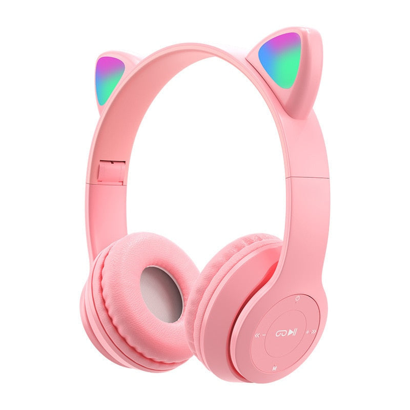 Wireless Headphones RGB Cat Ears Headset With Microphone Noise Cancelling