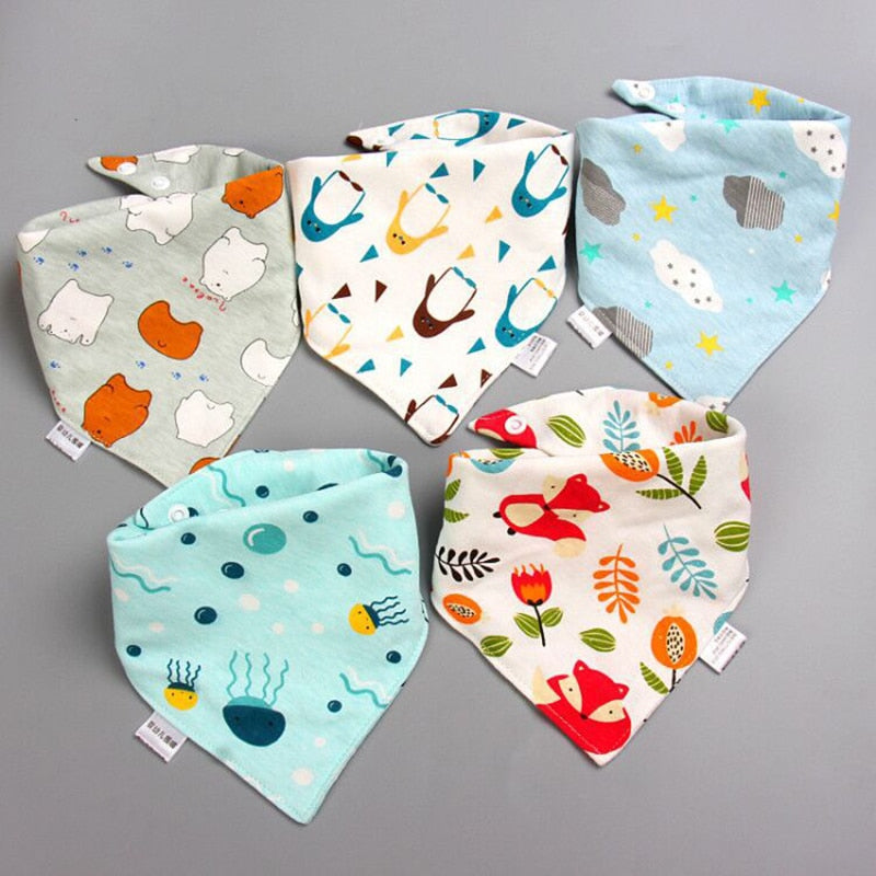 5Pcs/Set Triangle Double Cotton Bandana Bibs