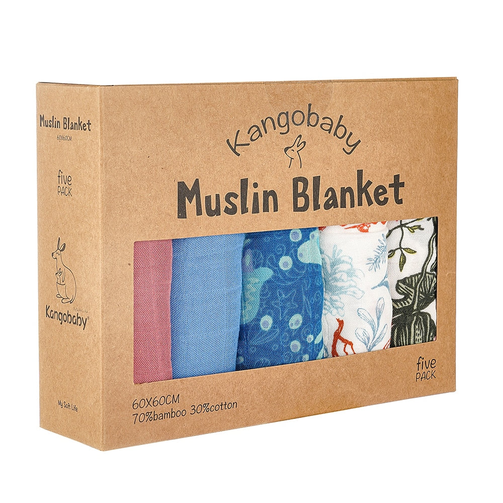 5 Pcs Pack Multi-Functional Bamboo Cotton Muslin Blanket