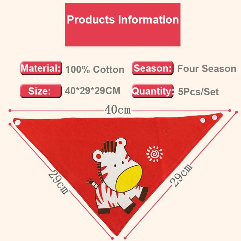 5Pcs/Set Triangle Double Cotton Bandana Bibs