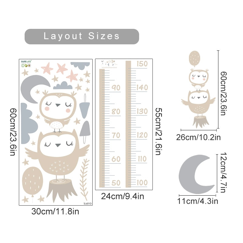 Height Measurement Animals Wall Sticker