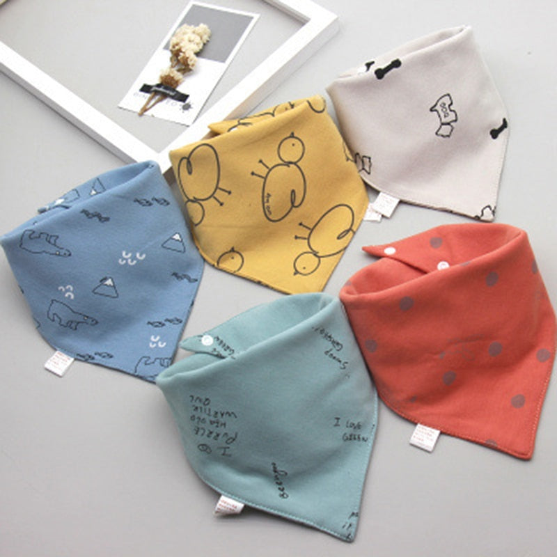 5Pcs/Set Triangle Double Cotton Bandana Bibs