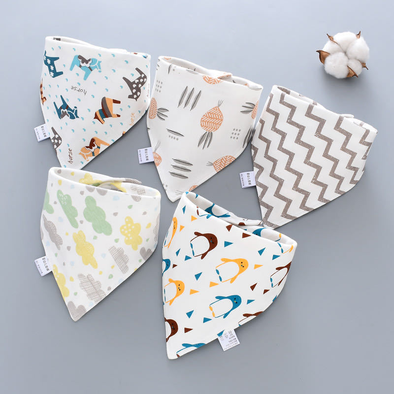 5Pcs/Set Triangle Double Cotton Bandana Bibs