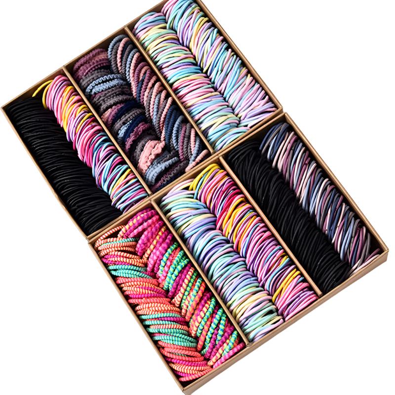 100PCS/Set Colorful Elastic Hair Bands and Pigtails Hair Tie