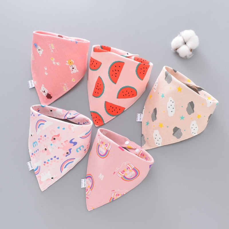 5Pcs/Set Triangle Double Cotton Bandana Bibs