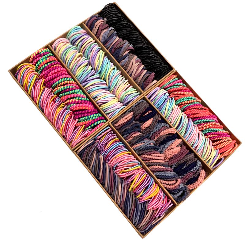 100PCS/Set Colorful Elastic Hair Bands and Pigtails Hair Tie