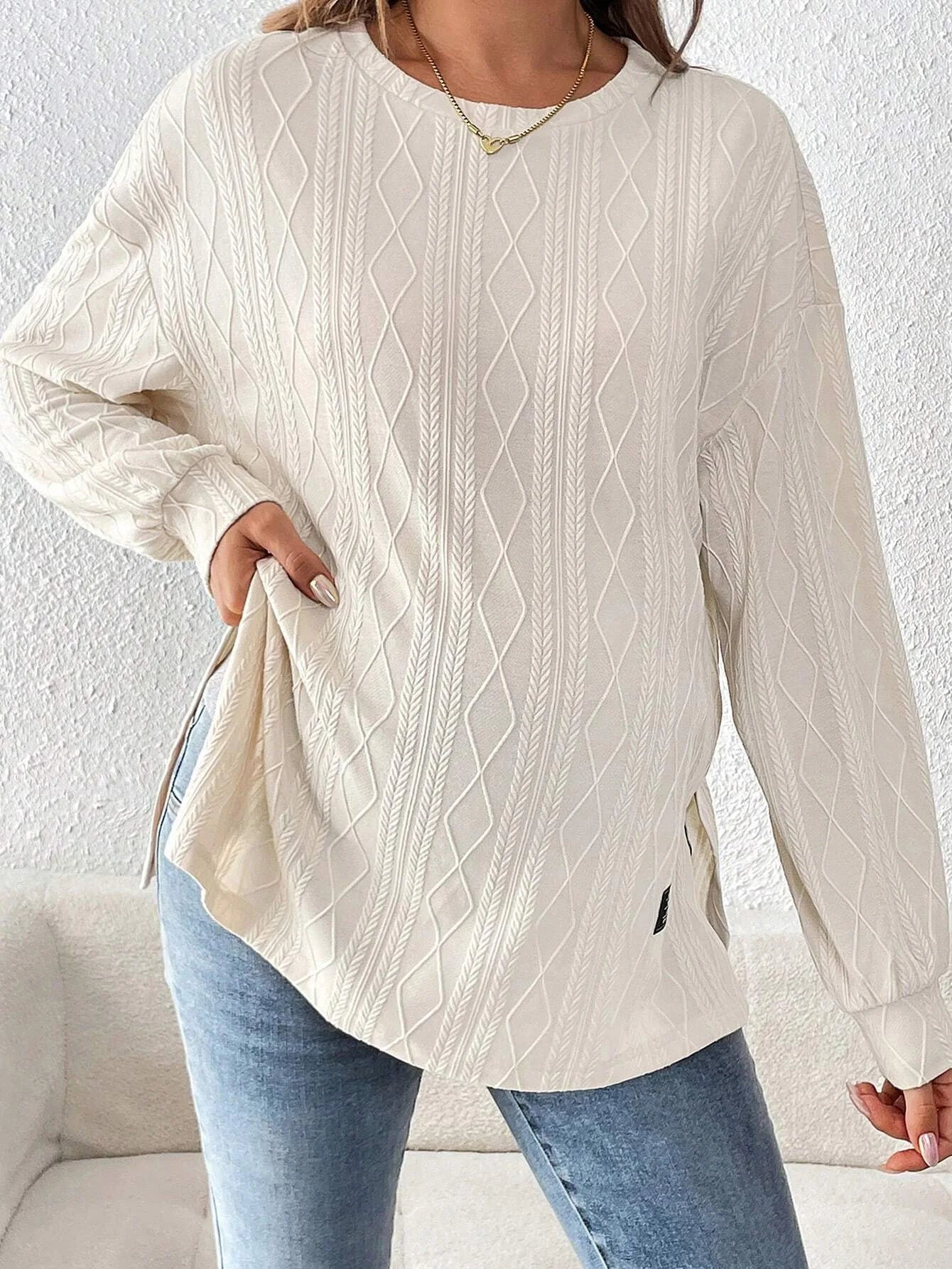 Round Neck Long Sleeve Monochrome Pullover For Pregnant