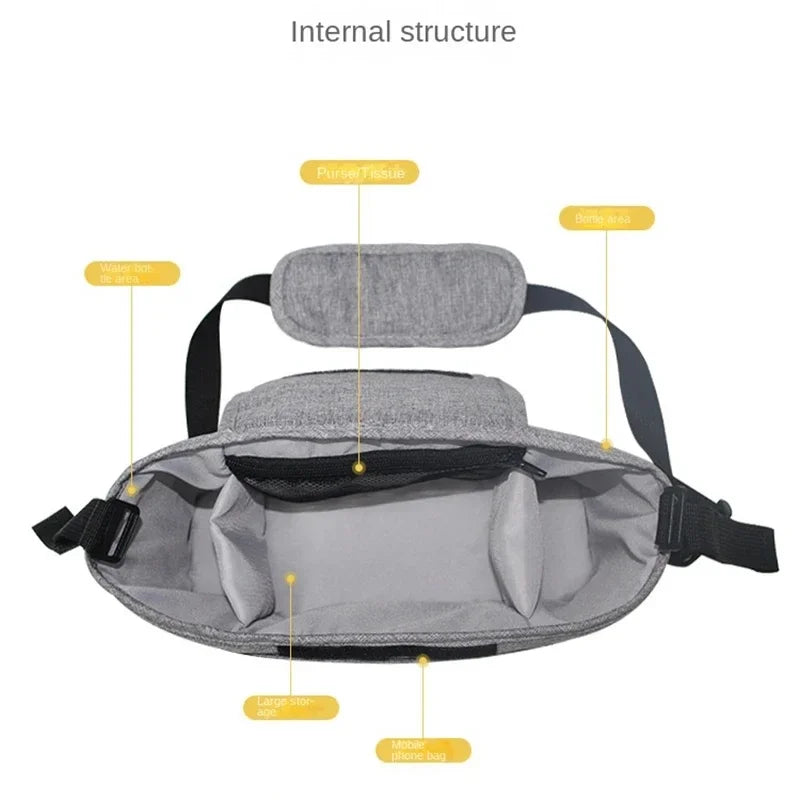 Stroller Bag Baby Diaper Mummy Bag Large Capacity Stroller Organizer Cup Holder Feeding Bottle Stroller Accessories Hanging Bag