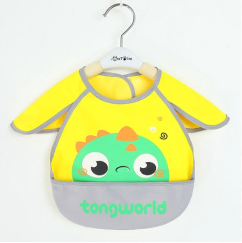 Cute Cartoon Baby Bib Adjustable Animal Pattern Waterproof Saliva Dripping Bibs Long Sleeve Apron Saliva Towel Drooling Scarf