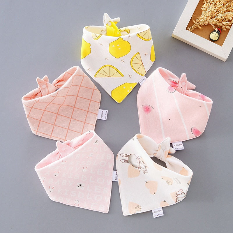 5Pcs/Set Triangle Double Cotton Bandana Bibs