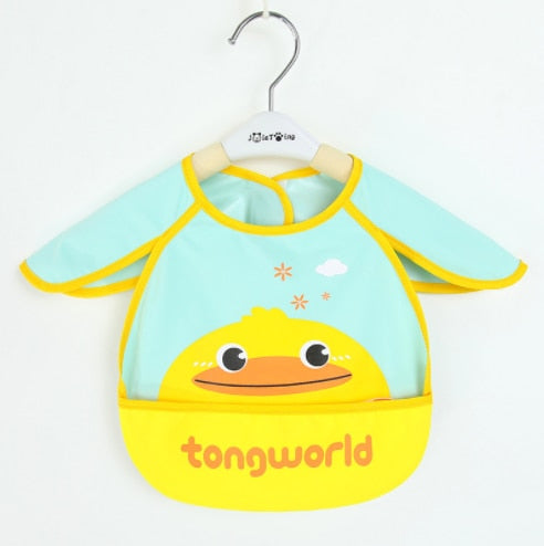 Cute Cartoon Baby Bib Adjustable Animal Pattern Waterproof Saliva Dripping Bibs Long Sleeve Apron Saliva Towel Drooling Scarf