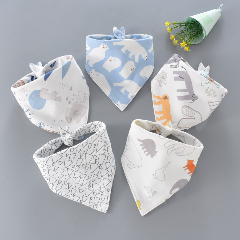 5Pcs/Set Triangle Double Cotton Bandana Bibs