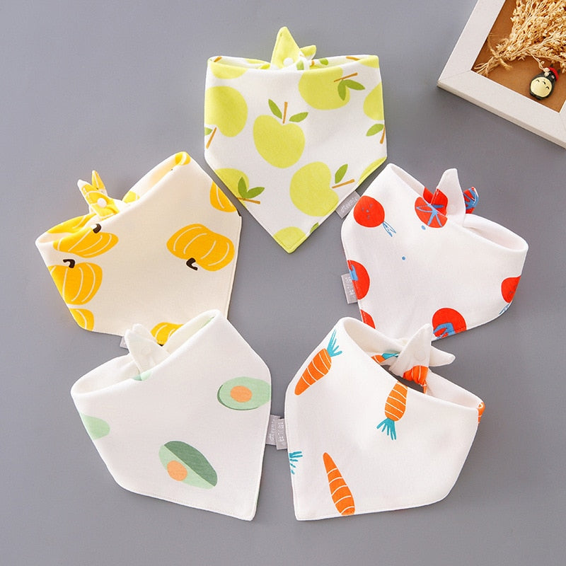 5Pcs/Set Triangle Double Cotton Bandana Bibs