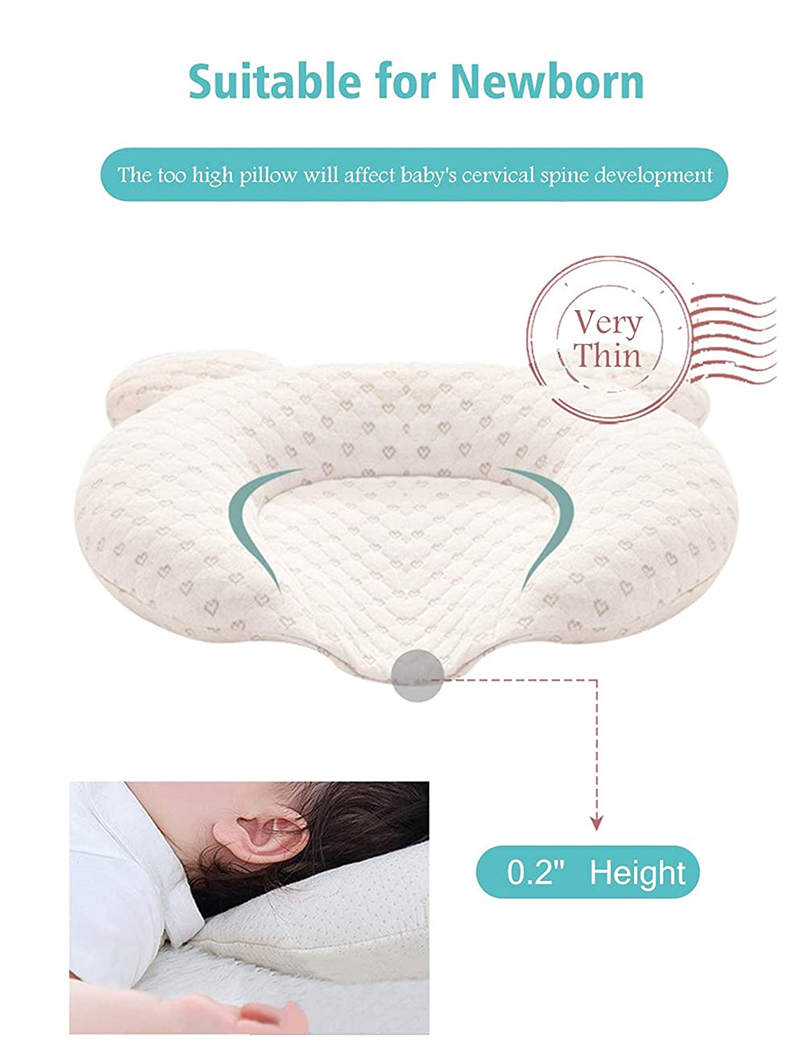 Baby Anti-bias Head Latex Stereotyped Pillow Newborn