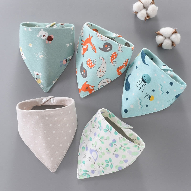 5Pcs/Set Triangle Double Cotton Bandana Bibs