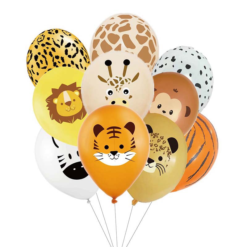 10 pcs Animal Latex Balloons Jungle Safari Party Decorations