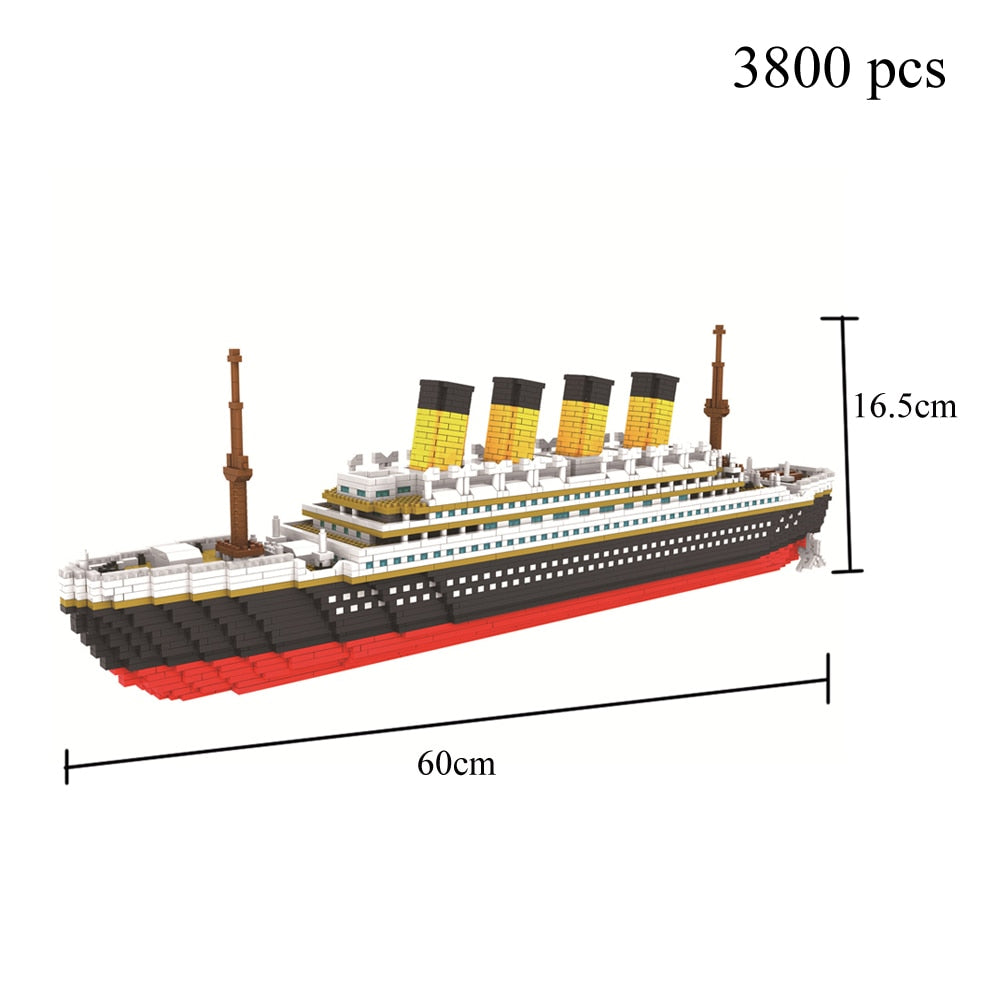 KNEW BUILT Titanic 3D Plastic Model Ship Building Blocks for Adults Micro Mini Bricks Toys Kits Assemble Cruise Boat Kids Gift