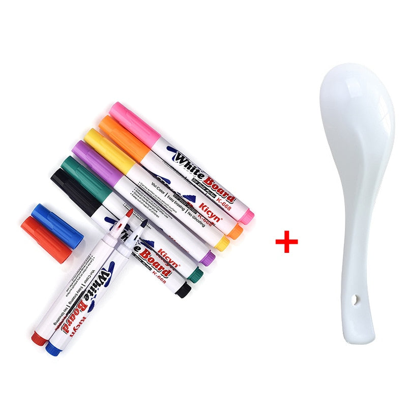 8/12 Colors Magical Water Painting Pen Set Whiteboard Markers and Ceramic Spoon