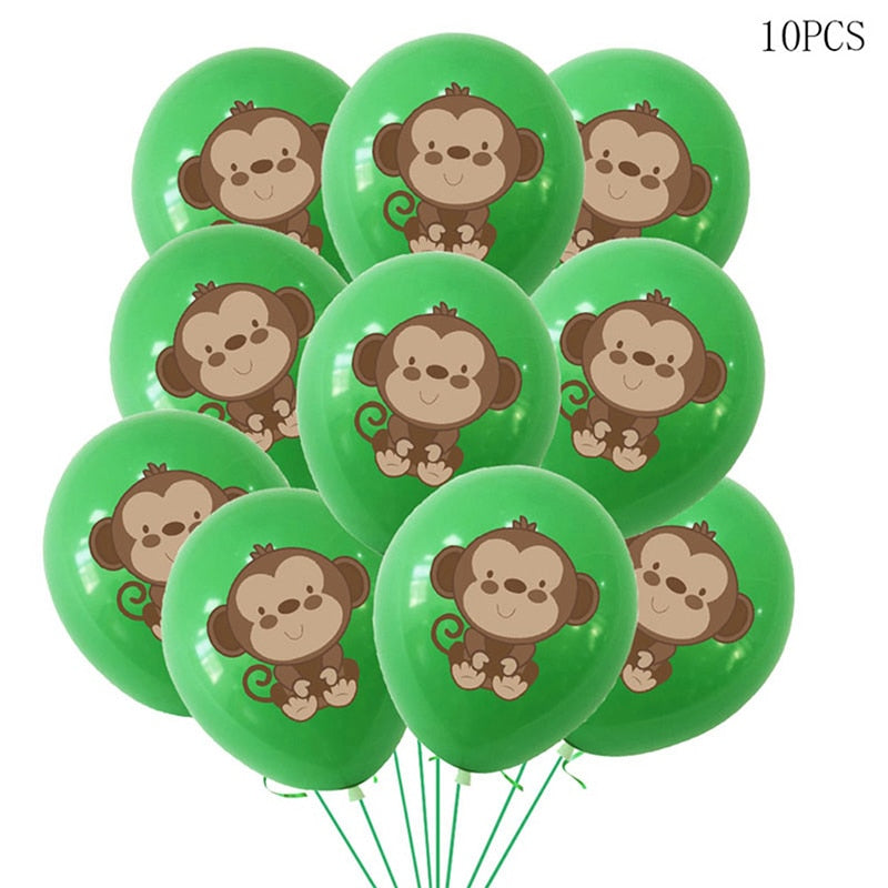 10 pcs Animal Latex Balloons Jungle Safari Party Decorations