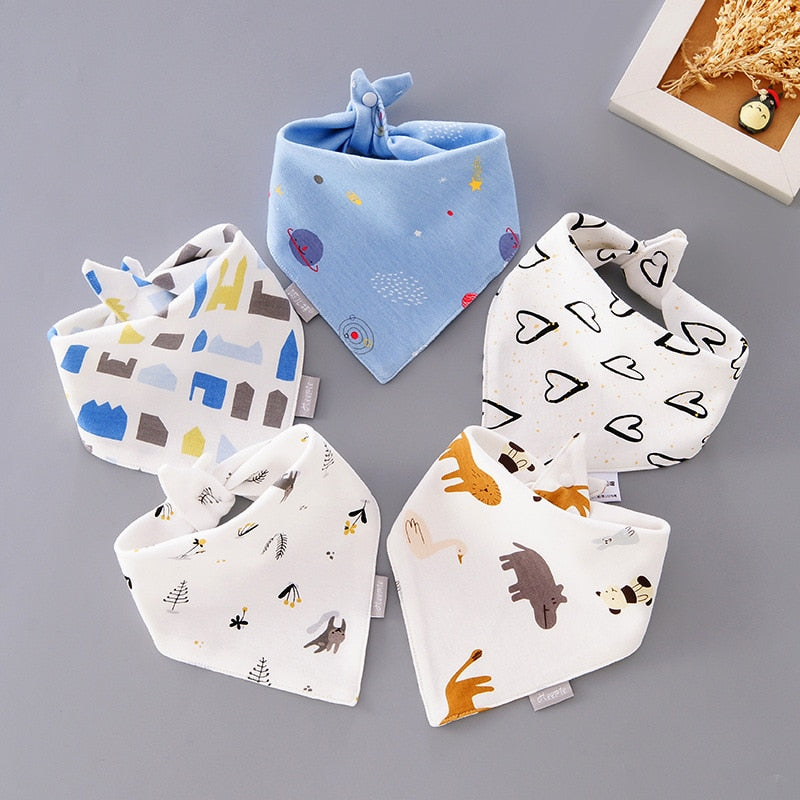 5Pcs/Set Triangle Double Cotton Bandana Bibs