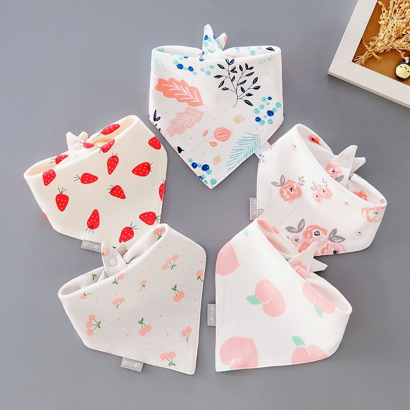 5Pcs/Set Triangle Double Cotton Bandana Bibs