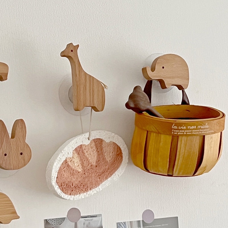 1pcs Wooden Animal Hooks Cute Room Decor