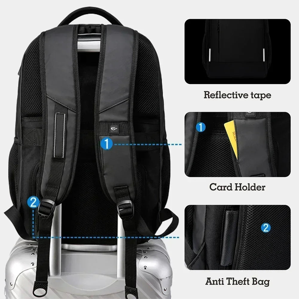 SWISS Men Laptop Backpack Waterproof Anti Theft USB Bag Large Capacity