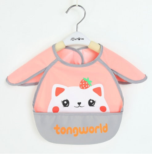 Cute Cartoon Baby Bib Adjustable Animal Pattern Waterproof Saliva Dripping Bibs Long Sleeve Apron Saliva Towel Drooling Scarf