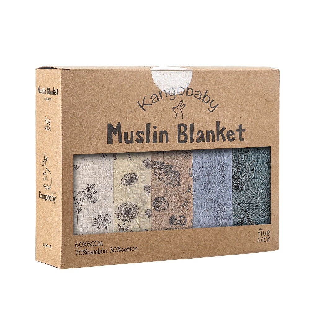 5 Pcs Pack Multi-Functional Bamboo Cotton Muslin Blanket