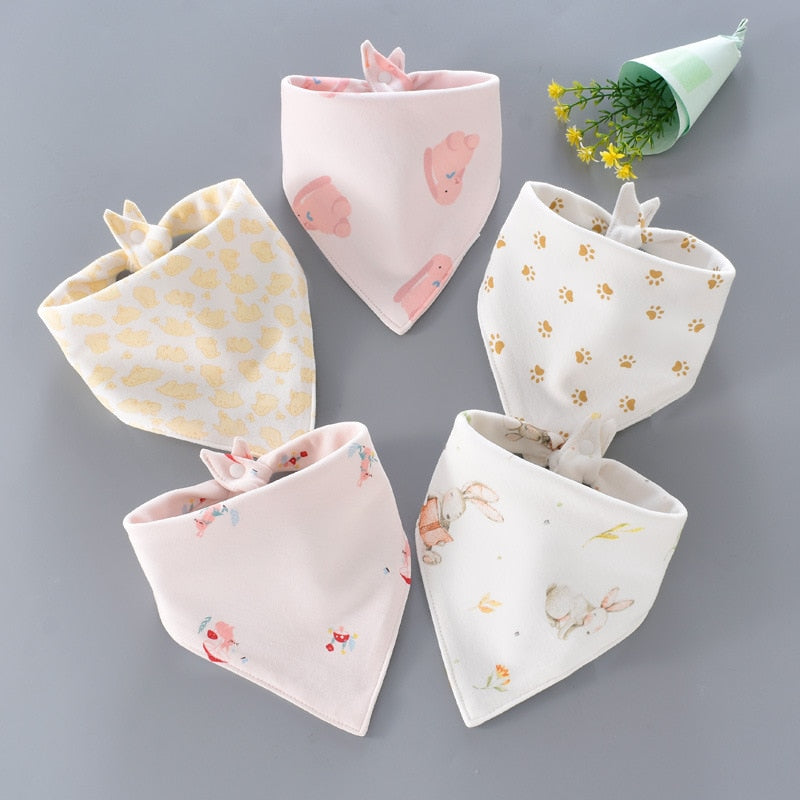 5Pcs/Set Triangle Double Cotton Bandana Bibs