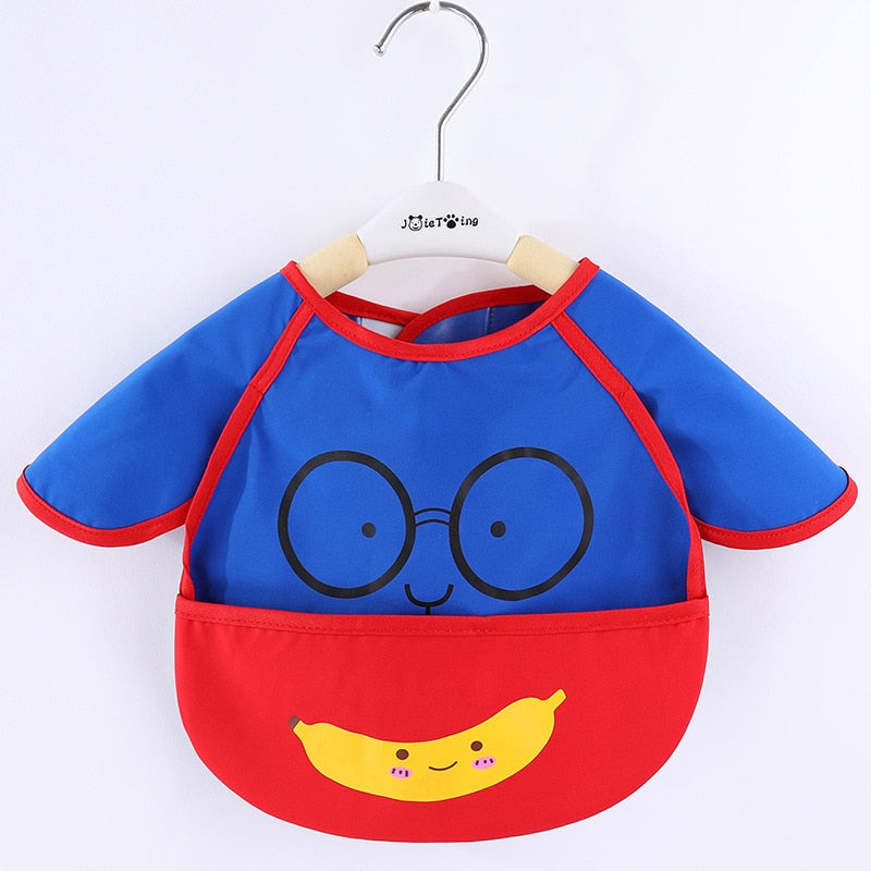 Cute Cartoon Baby Bib Adjustable Animal Pattern Waterproof Saliva Dripping Bibs Long Sleeve Apron Saliva Towel Drooling Scarf